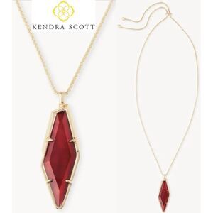 NWOT Kendra Scott Damon Gold Necklace Maroon Jade